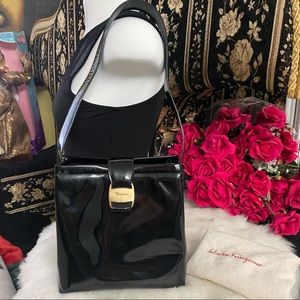 Authentic Salvatore Ferragamo Patent Shoulder Bag